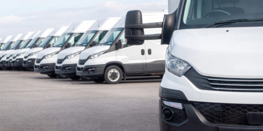 Fleet of work trucks and vans, business auto brokerage, commercial vehicle solutions